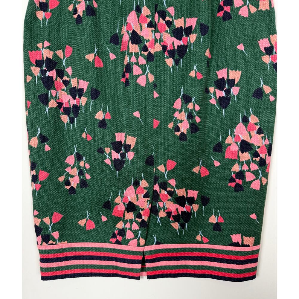Boden Green Pink Floral Tulip Career Shift Dress Textured Cotton US 6R Romantic - Picture 8 of 13